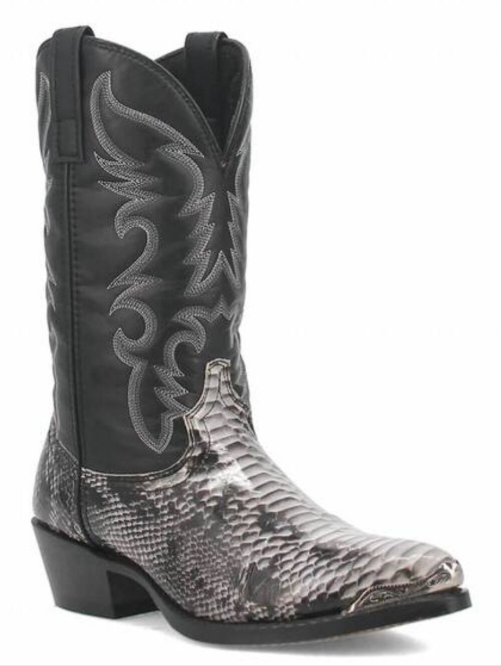 Laredo Black and Gray Western Cowboy Boot with Snakeskin Foot
